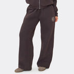 Chocolate Brown Embroidered Swirl Logo Zip Up Hoodie & Wide Leg Joggers Set