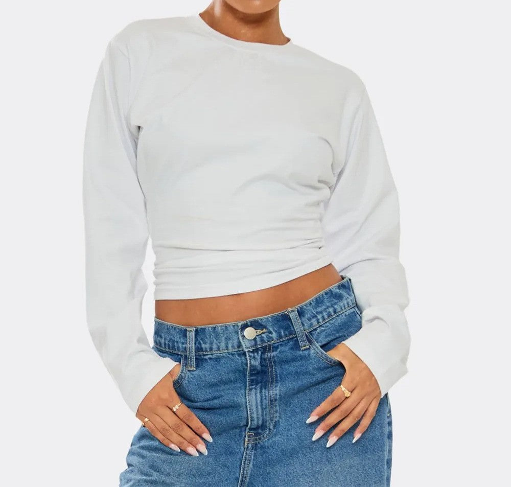 Long Sleeve Crew Neck T-Shirt – White