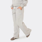 Contrast Piping ‘Min Min’ Embroidered Zip-Up Sweatshirt & Wide Leg Joggers In Grey