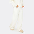 Cream Seam Detail Zip Up Hoodie & Wide Leg Joggers Set
