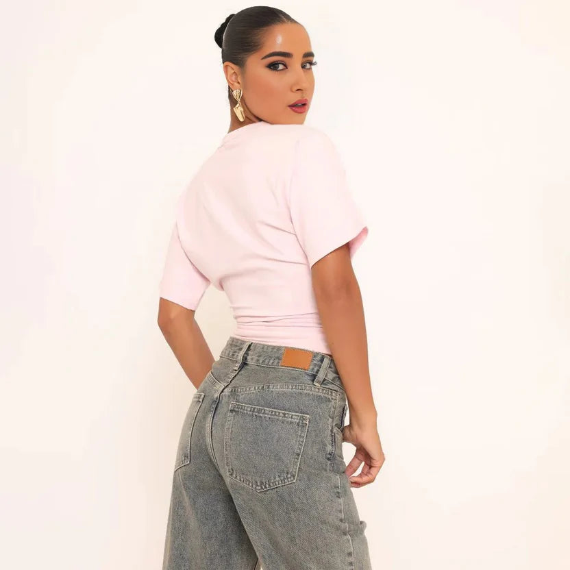 Short Sleeve Shaped Waist Fitted T-Shirt