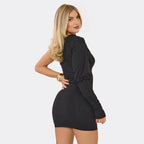 Black One-Shoulder Ruched Bodycon T-Shirt Dress
