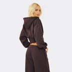 Swirl Graphic Cropped Hoodie & Tie Waist Joggers – Chocolate Brown Co-Ord Set