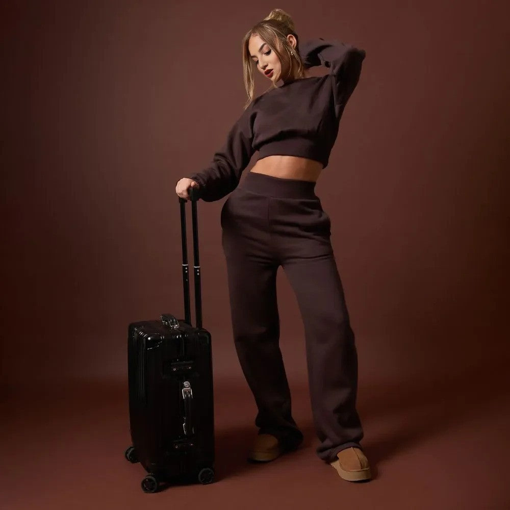 Chocolate Brown Stay effortlessly stylish in our Cropped Sweater and Elasticated