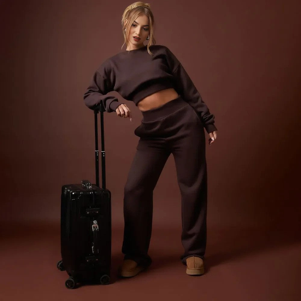Chocolate Brown Stay effortlessly stylish in our Cropped Sweater and Elasticated