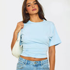 Short Sleeve Shaped Waist Fitted T-Shirt In Sky Blue