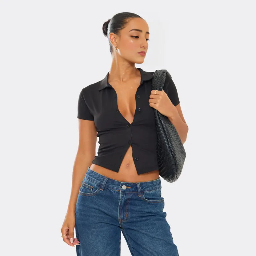 Short Sleeve Button Down T-Shirt